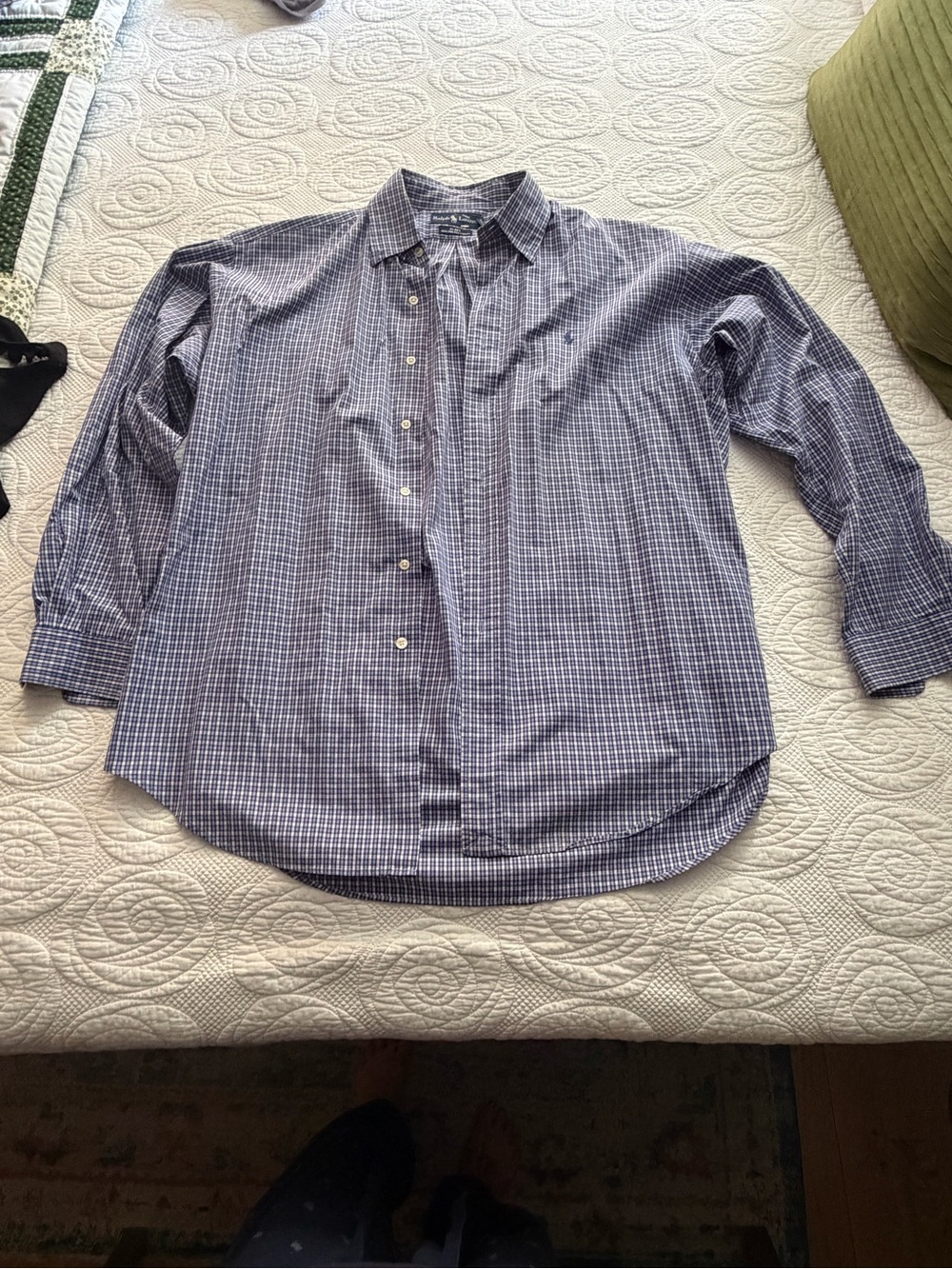 Ralph Lauren Blue and White Check Dress Shirt